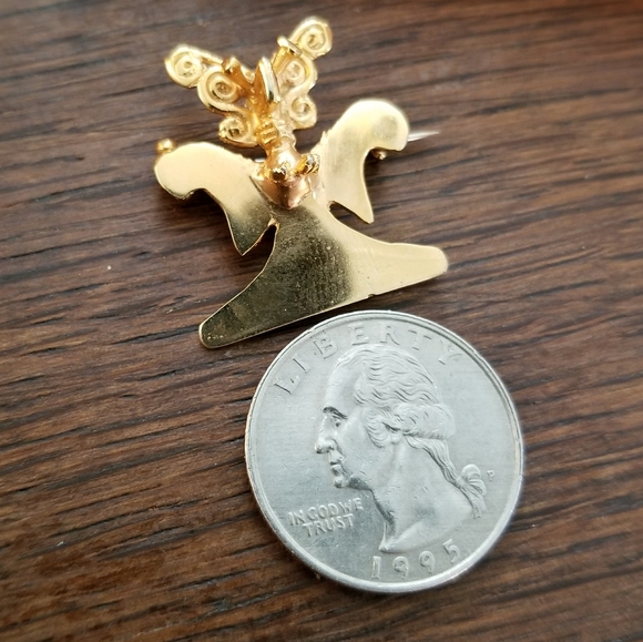 Vintage Inca Mayan artifact styled brooch gold tone pre colombian mesoamerican - Picture 6 of 12